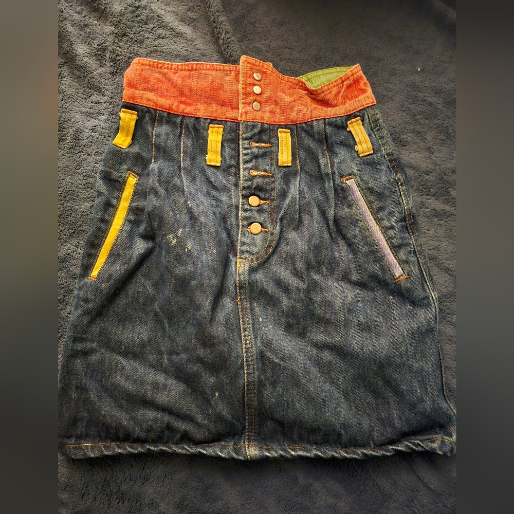 Colorful Denim Pencil Skirt